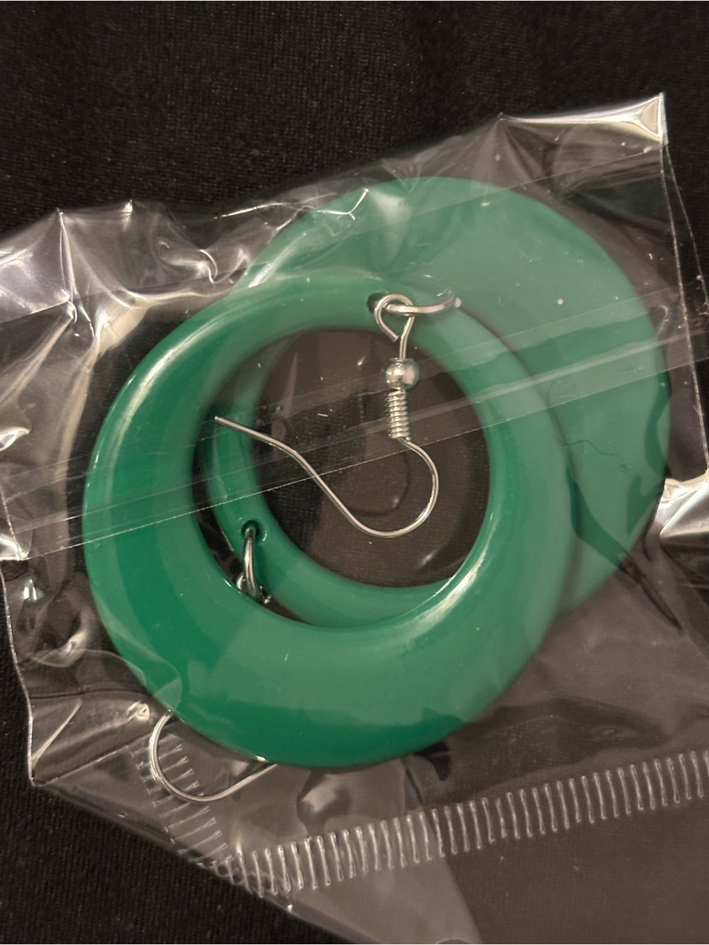 Green Hoop Dangle Earrings